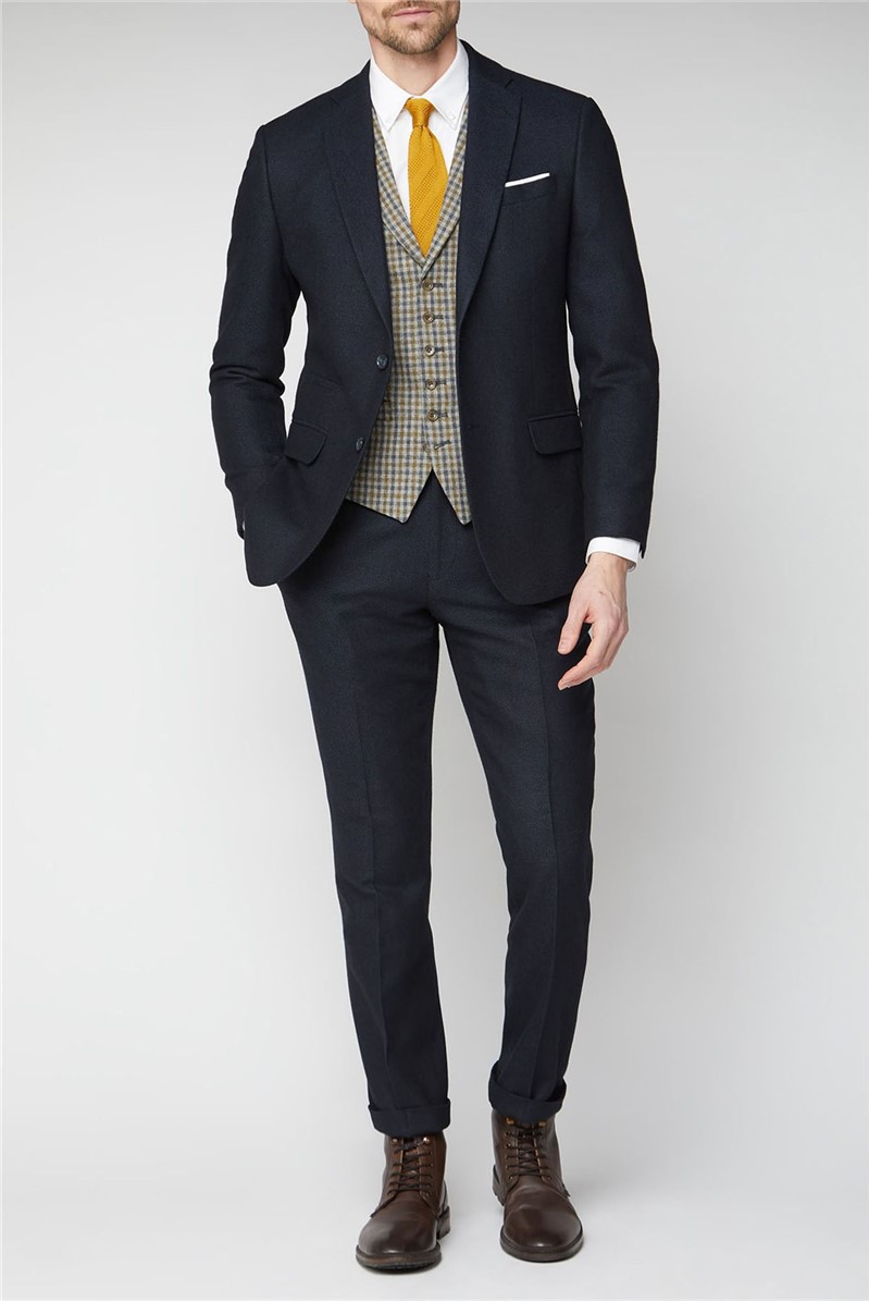  Navy Herringbone Tailored Jacket