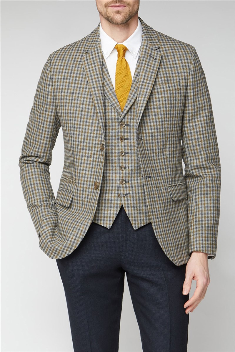  Grey Blue Micro Check Tailored Jacket