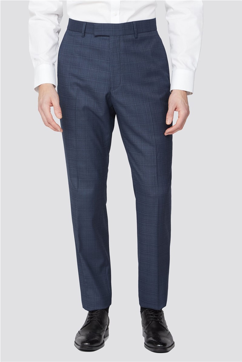  Navy Blue Broken Check Trousers