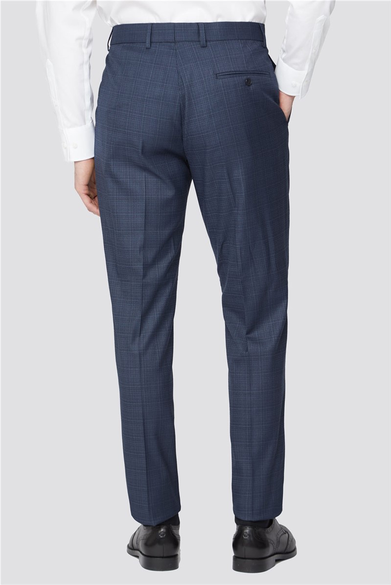  Navy Blue Broken Check Trousers