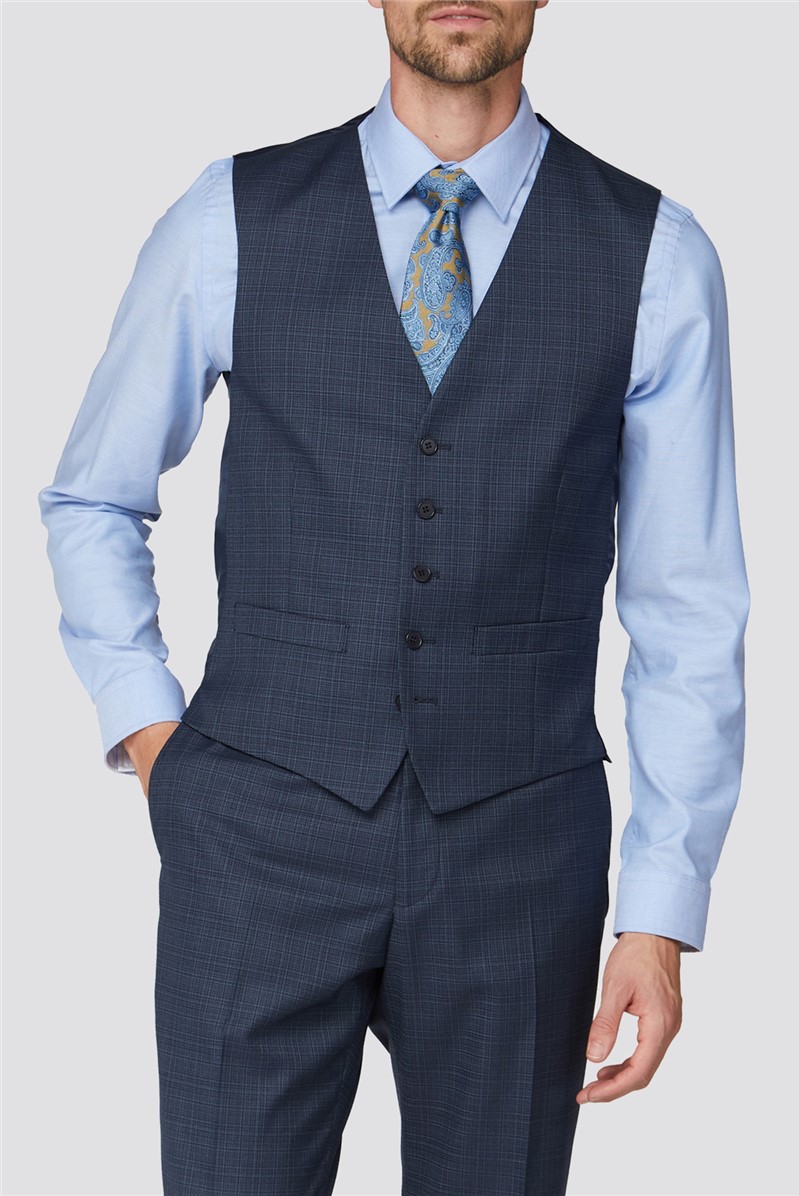  Navy Blue Broken Check Regular Fit Suit