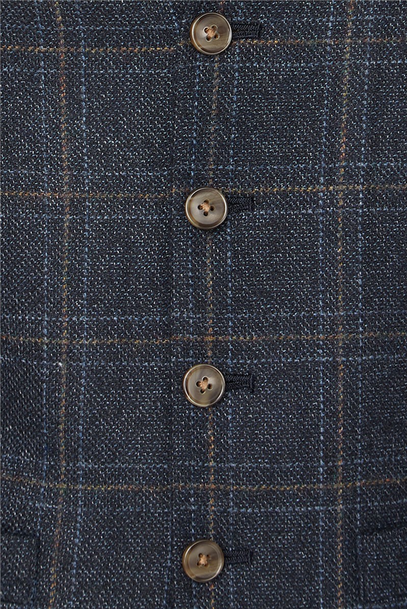  Navy Check Heritage Tweed Waistcoat