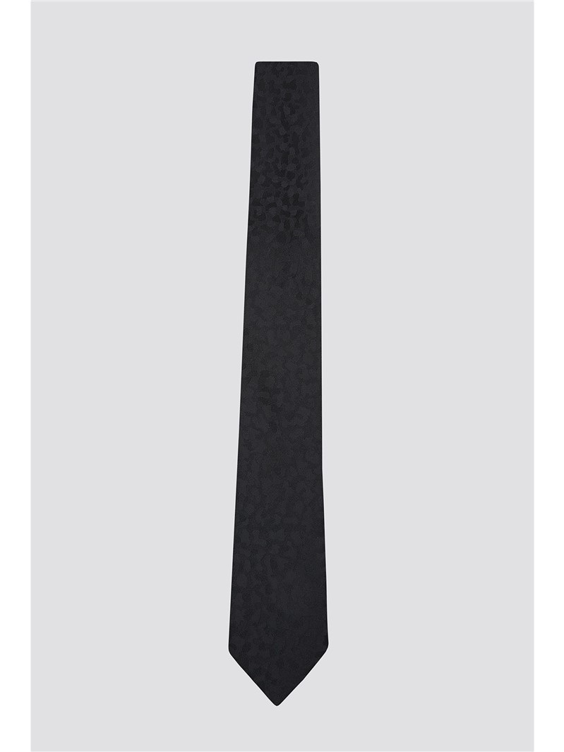 Limehaus | Black Camouflage Textured Tie | Suit Direct