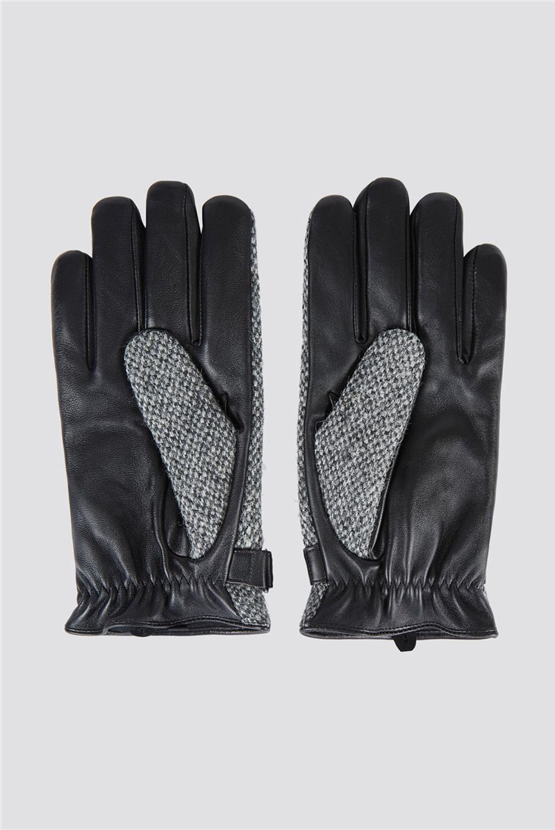 Racing Green | Grey Tweed Donegal & Leather Gloves | Suit Direct
