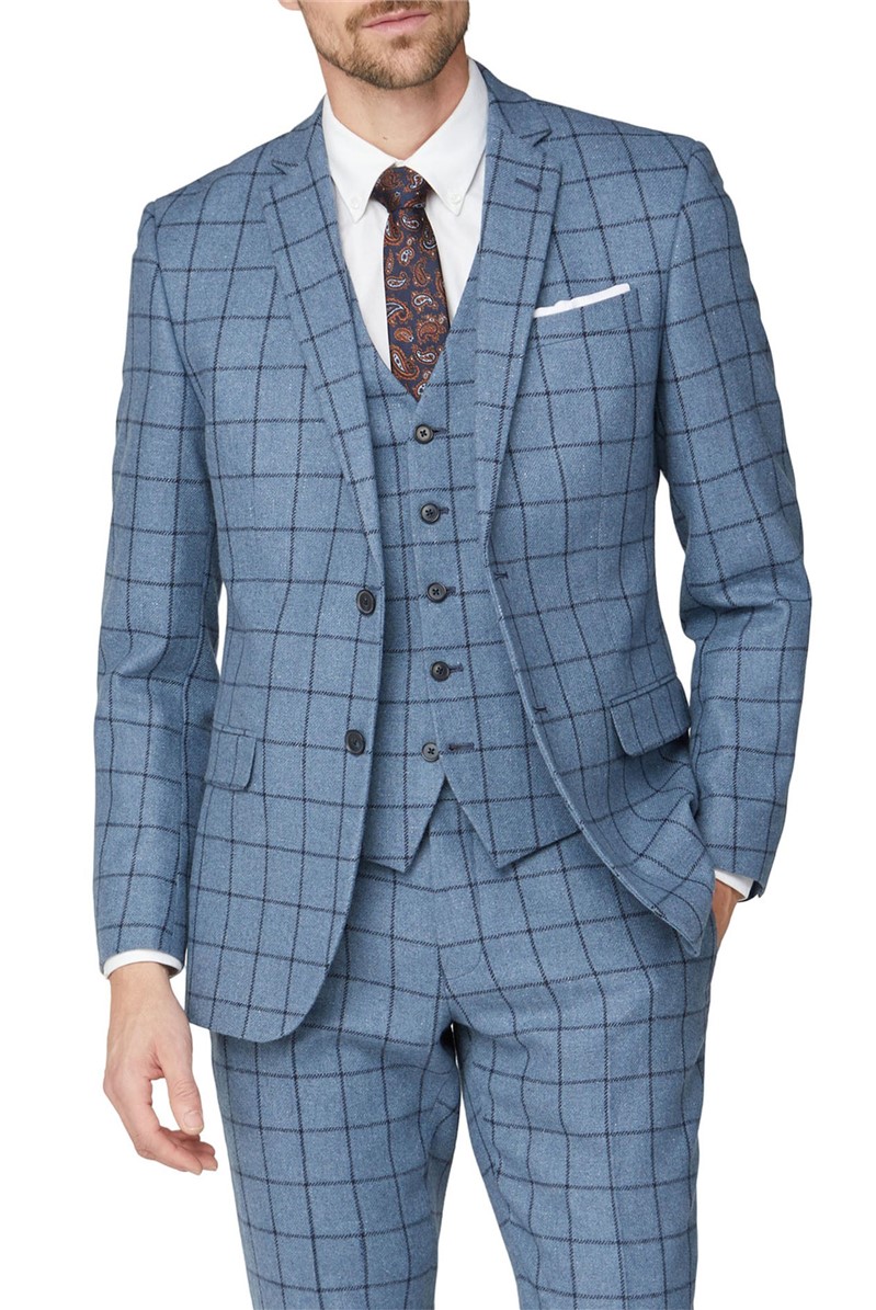 Men's blue shop windowpane blazer