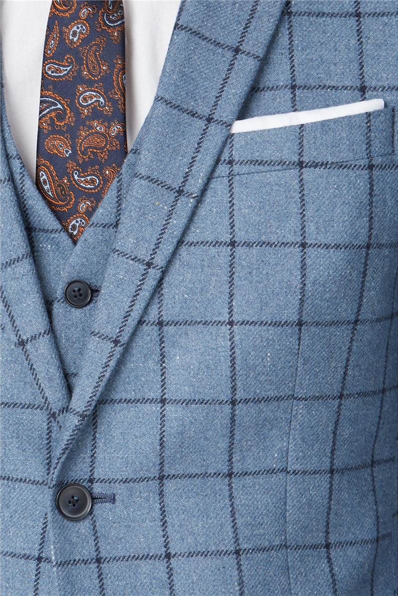  Blue Windowpane Heritage Tweed Waistcoat