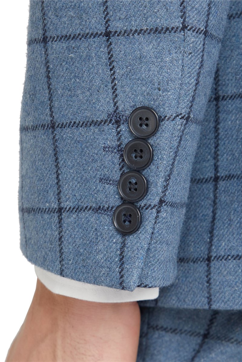  Blue Windowpane Heritage Tweed Waistcoat