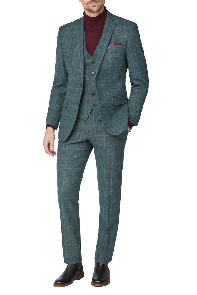  Green Heritage Check Tweed Waistcoat