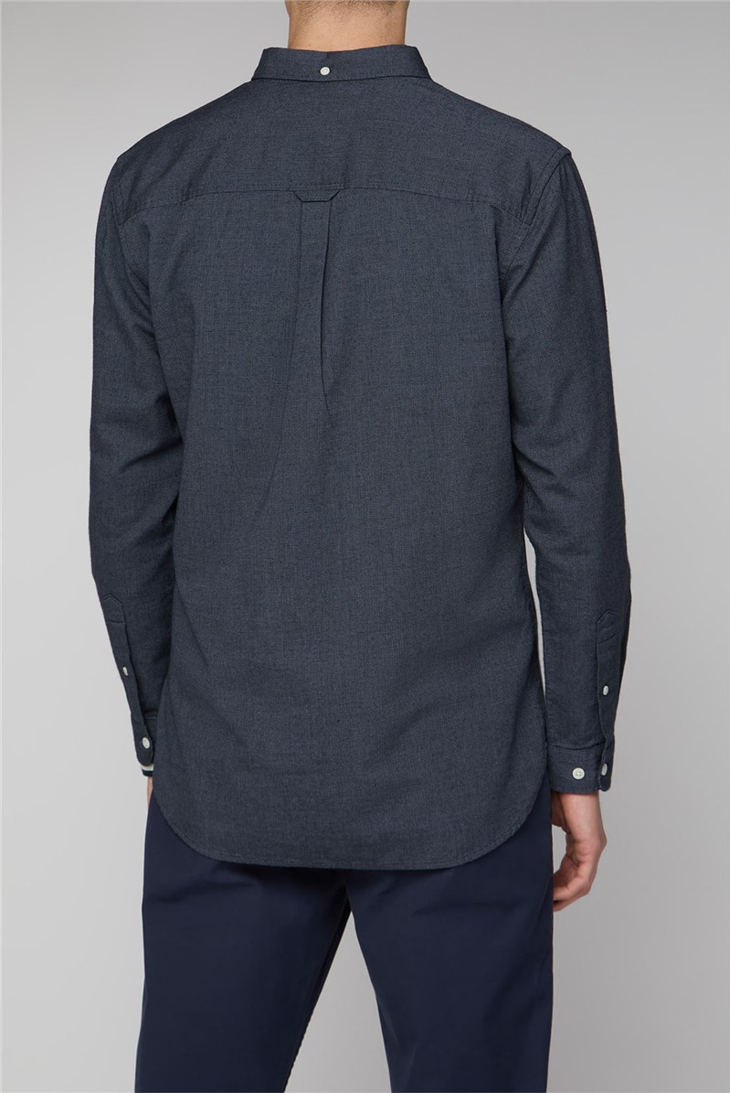  Maltan Navy Long Sleeve Semi Plain Shirt