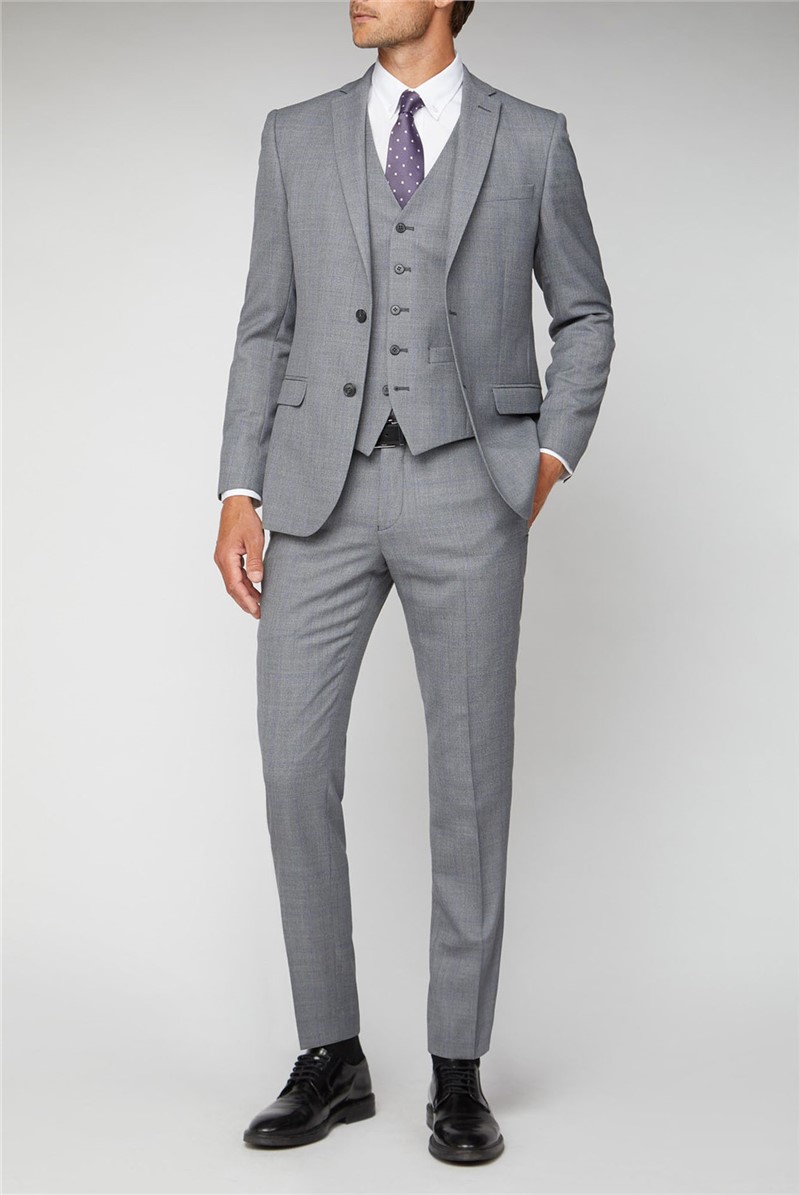 Ben Sherman | Grey Windowpane Checked Suit | SuitDirect.co.uk