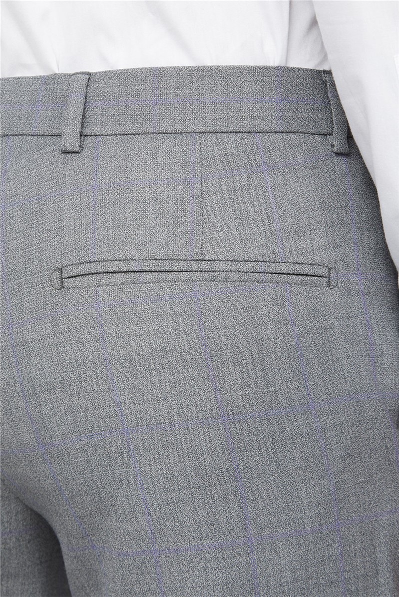  Grey Windowpane Check Tailored Fit Suit Trousers