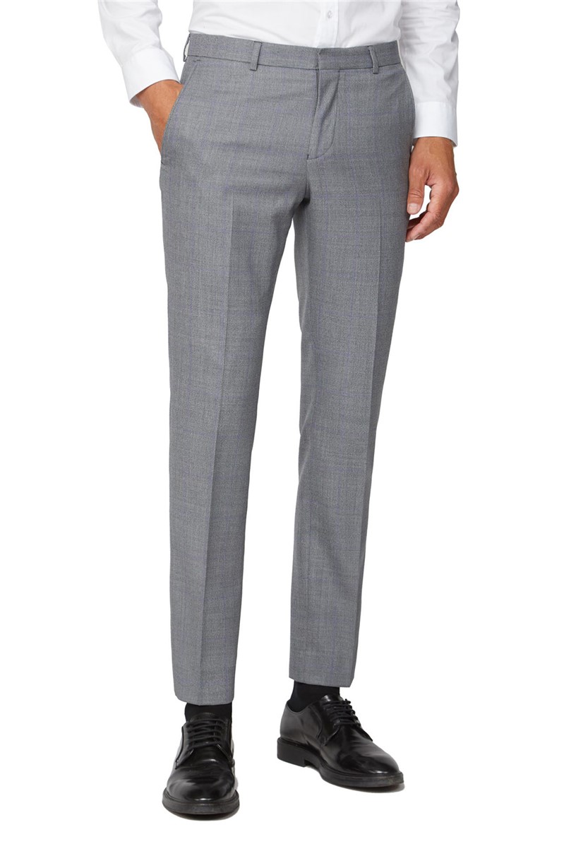 Ben Sherman | Grey Windowpane Checked Suit | SuitDirect.co.uk