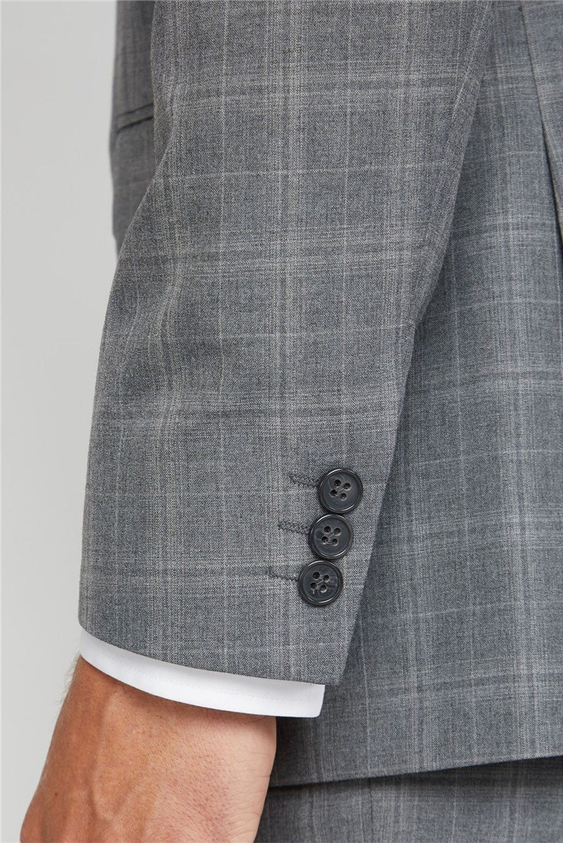  Regular Fit Grey Check Suit Jacket