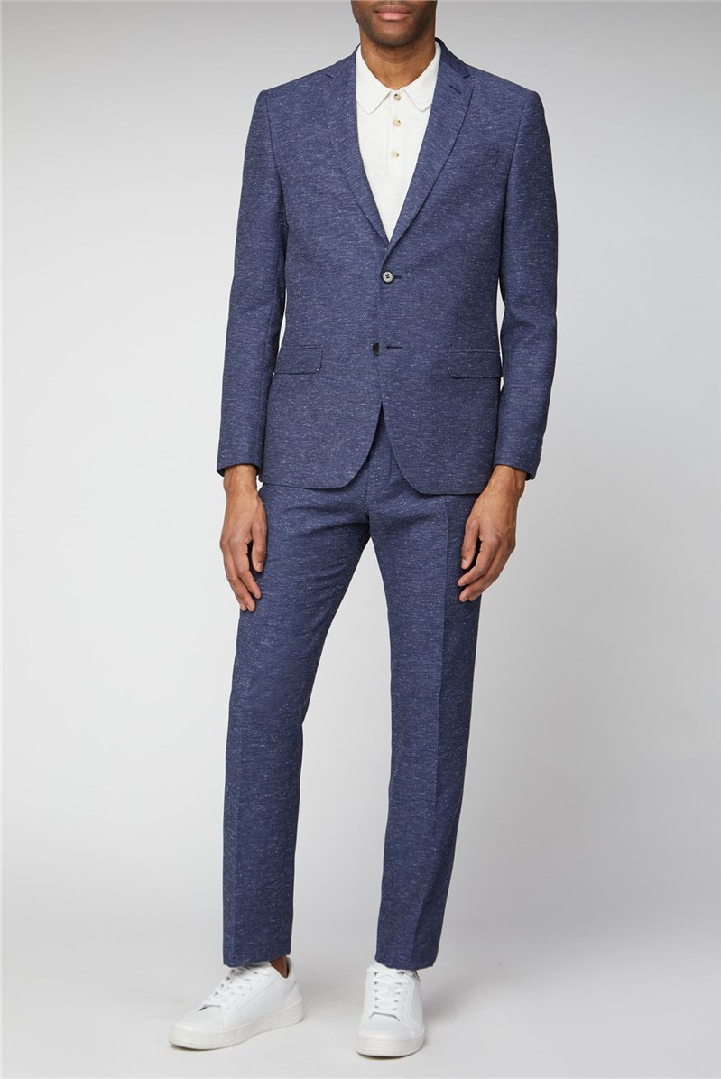  Navy Speckle Texture Slim Fit Suit Jacket