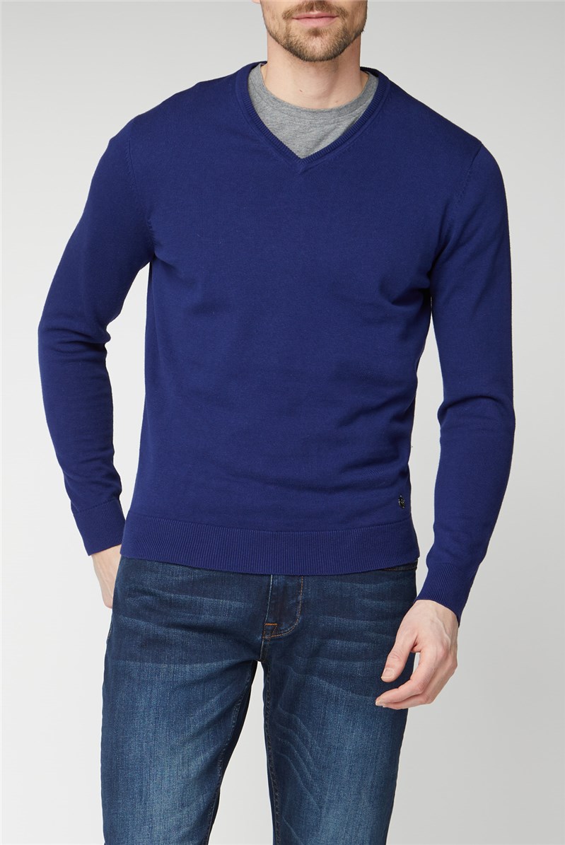 Jeff Banks | Marine Blue V-Neck Jumper 