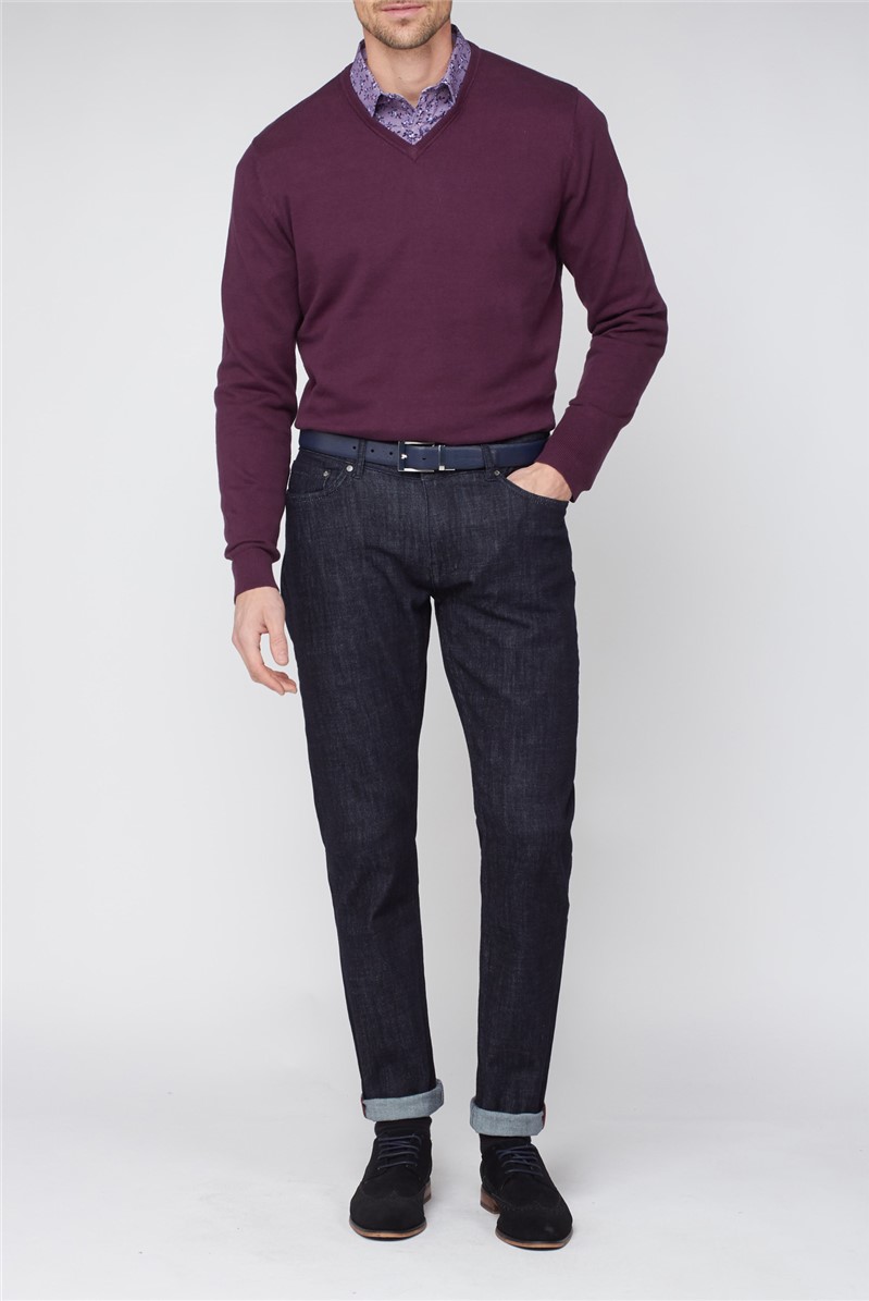 Jeff Banks Plum Purple V Neck Jumper SuitDirect