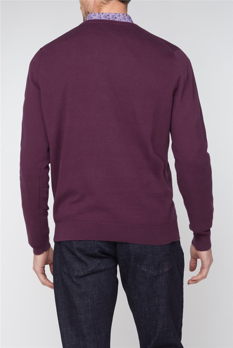  Plum V Neck Jumper