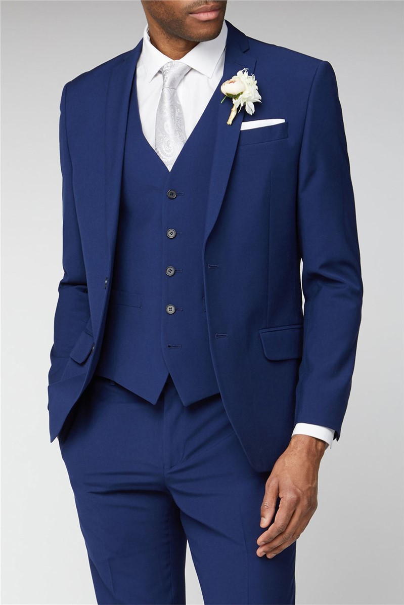 Occasions Slim Fit Blue Plain Suit