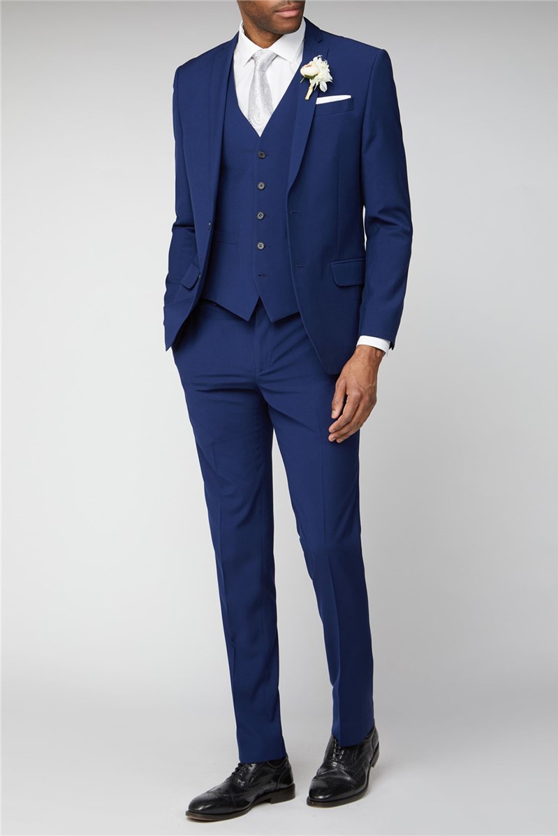 Occasions Slim Fit Blue Semi Plain Trousers