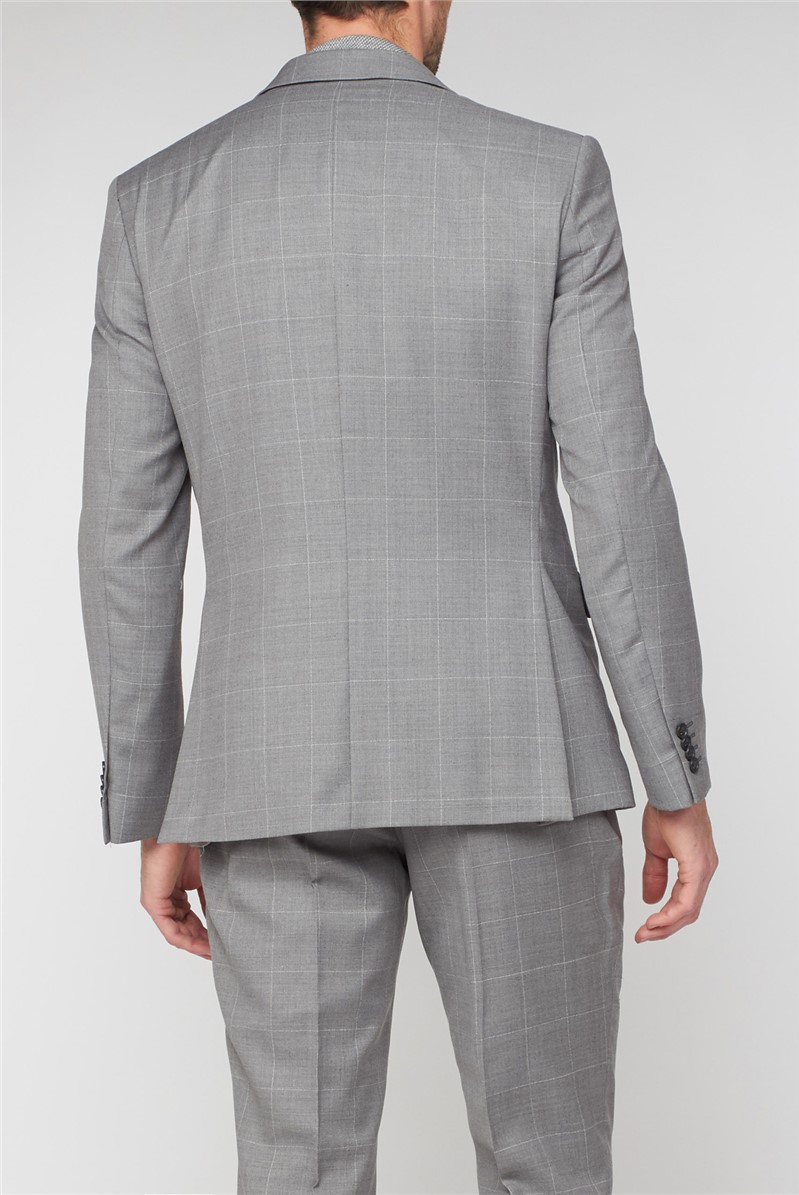 Jeff Banks | Men's Light Grey Windowpane Waistcoat | Suit Direct