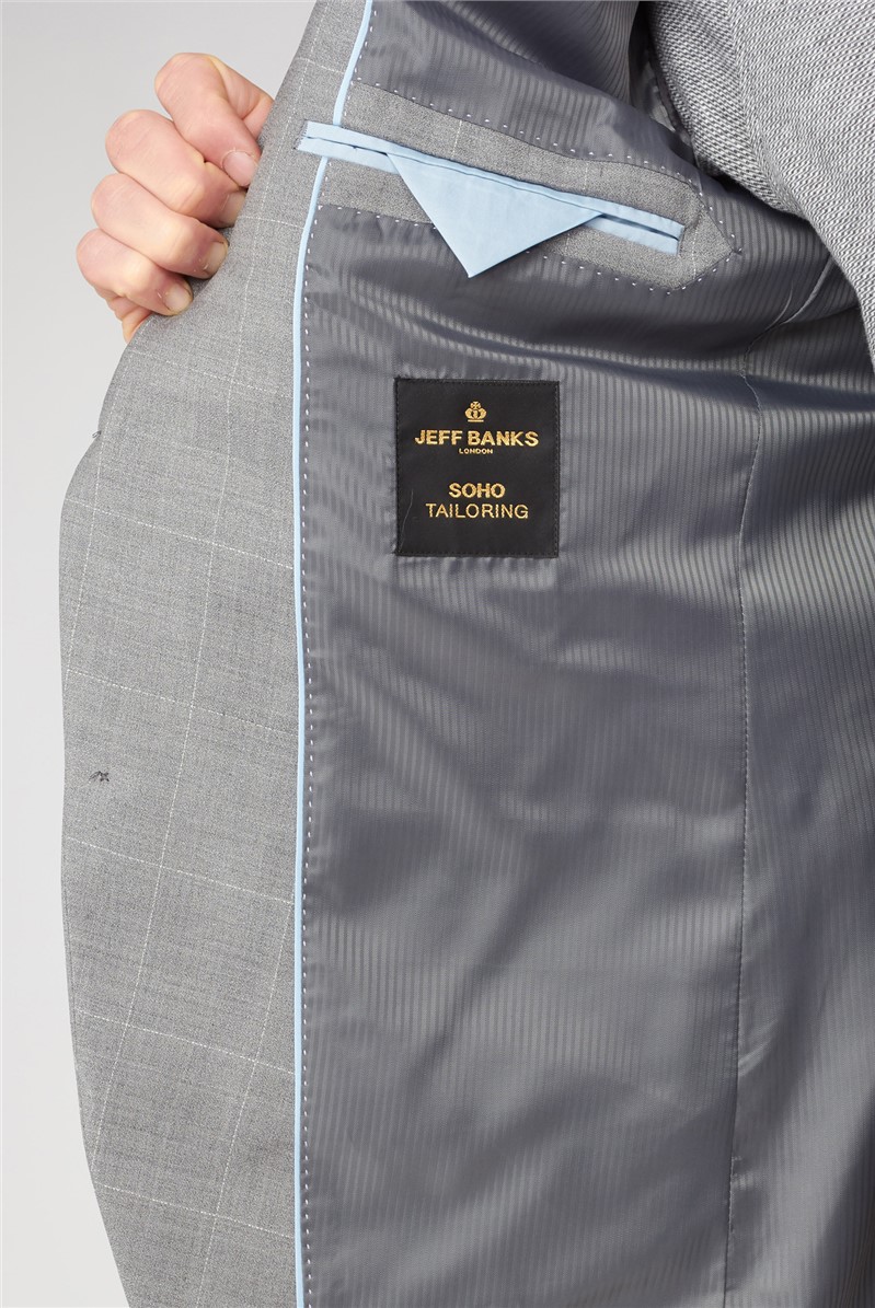 Light Grey Textured Windowpane Soho Suit Waistcoat