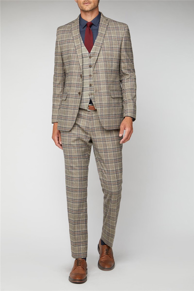  Oatmeal Heritage Check Waistcoat