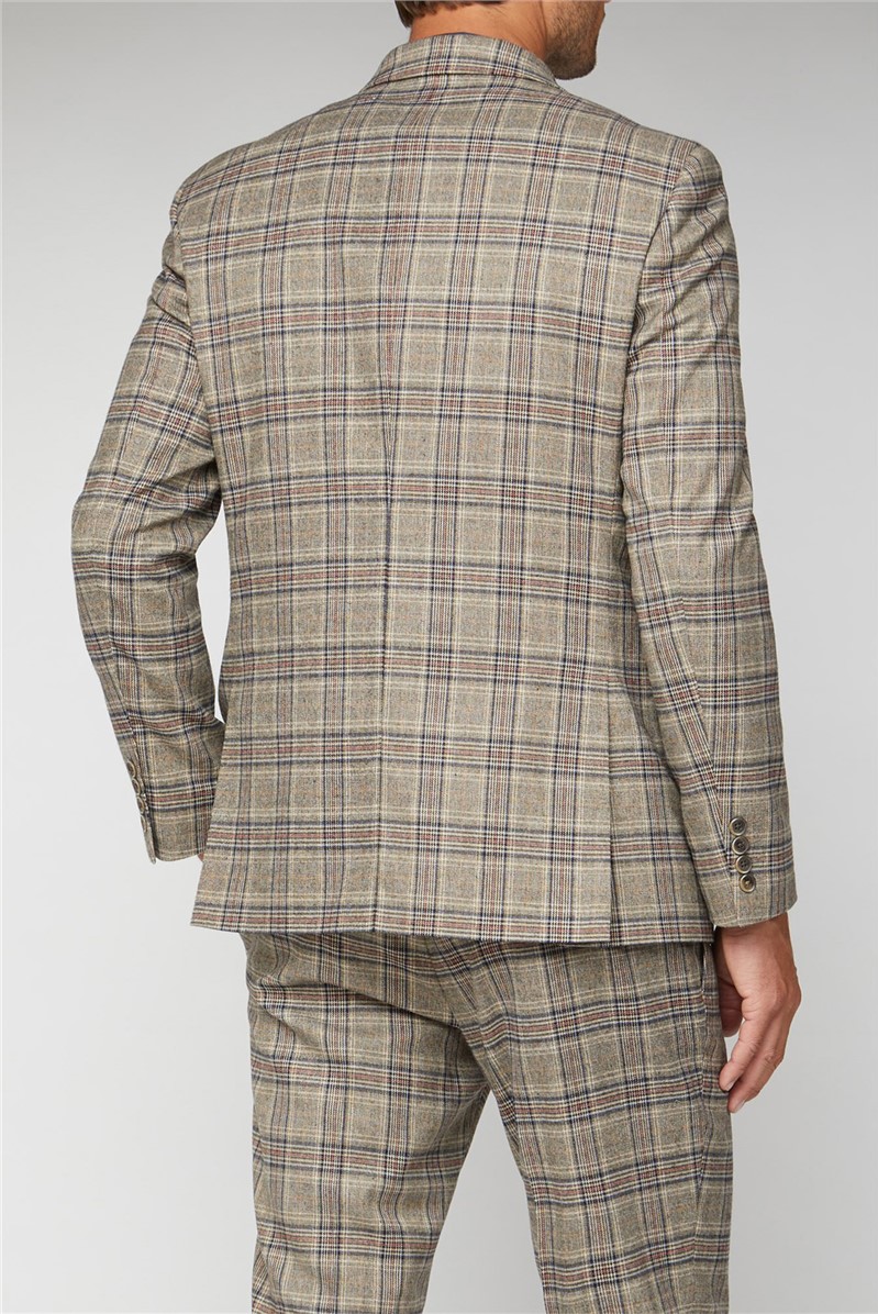  Oatmeal Heritage Check Regular Fit Suit Jacket