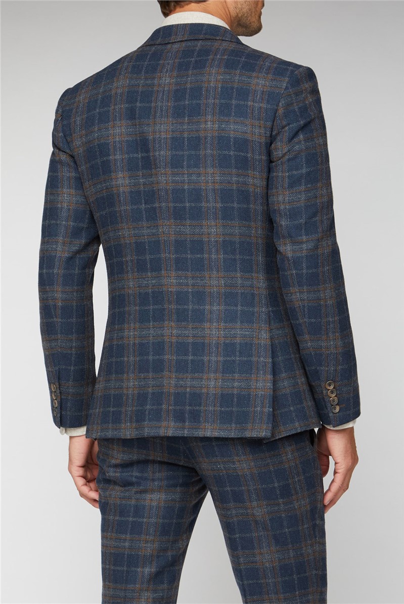  Navy Tan Check Tailored Fit Jacket