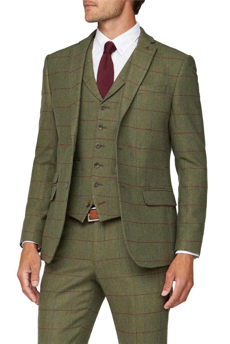 Racing Green | Green Check Tailored Waistcoat | Suit Direct