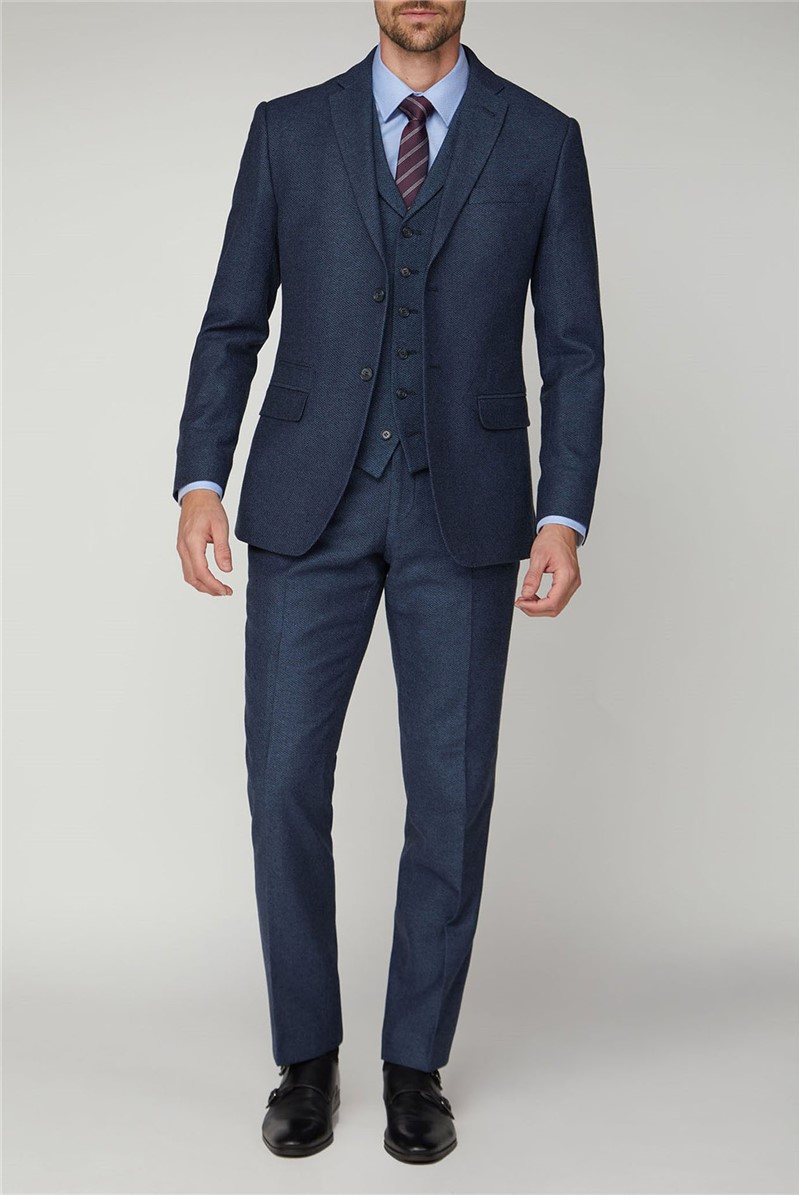  Navy Texture Tailored Fit Jacket