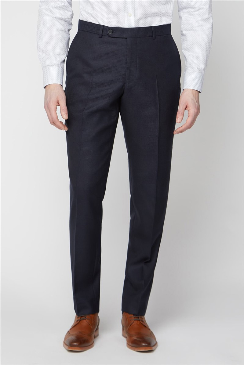  Navy Jacquard Texture Soho Regular Fit Trouser