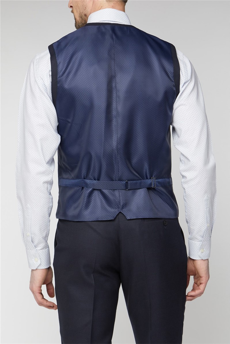  Navy Jacquard Texture Soho Regular Fit Waistcoat