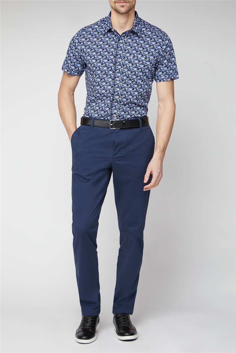  Stvdio Casual Navy Palm Print Shirt