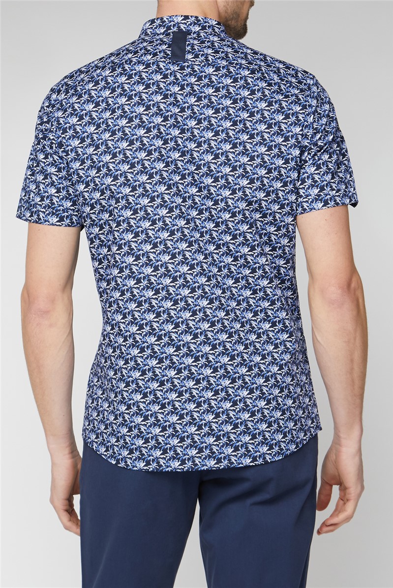  Stvdio Casual Navy Palm Print Shirt