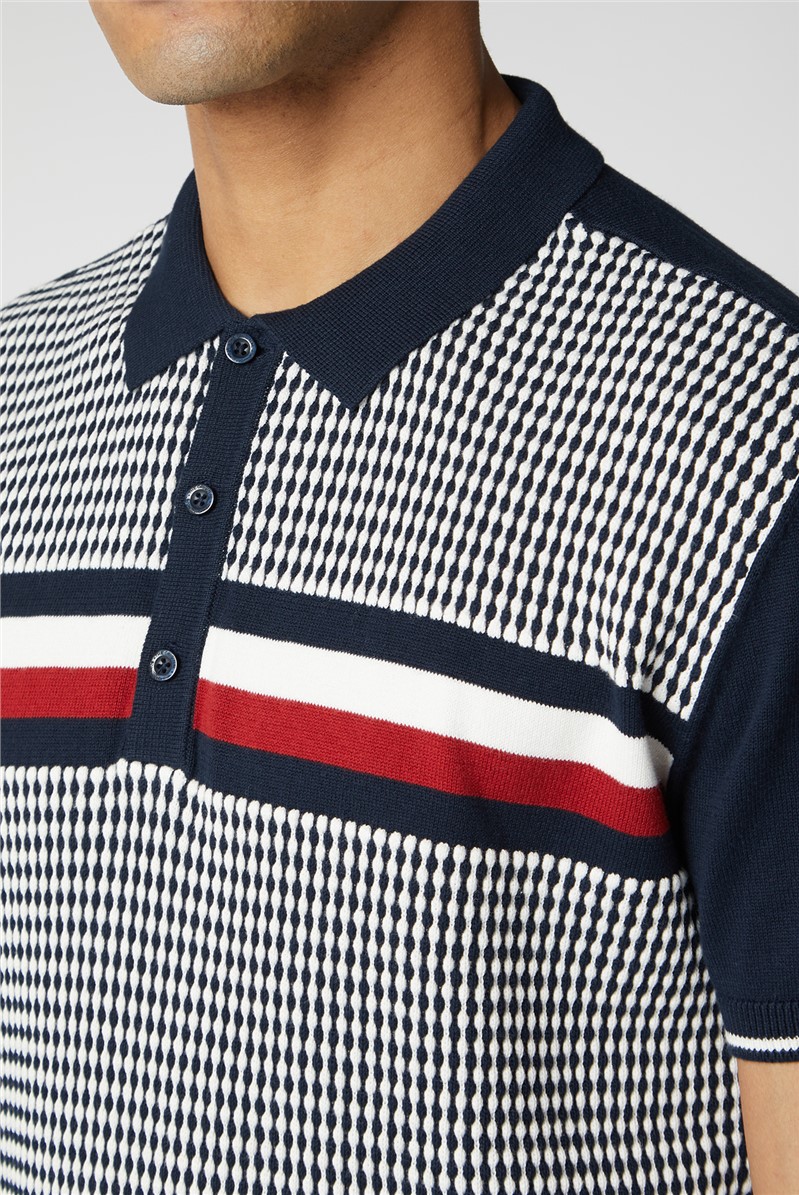  Stripe Chest Knitted Polo