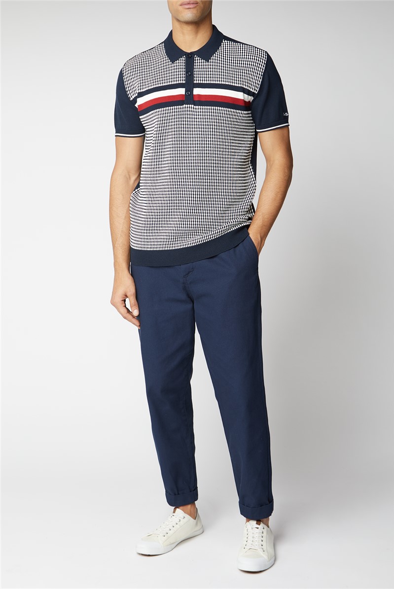  Stripe Chest Knitted Polo