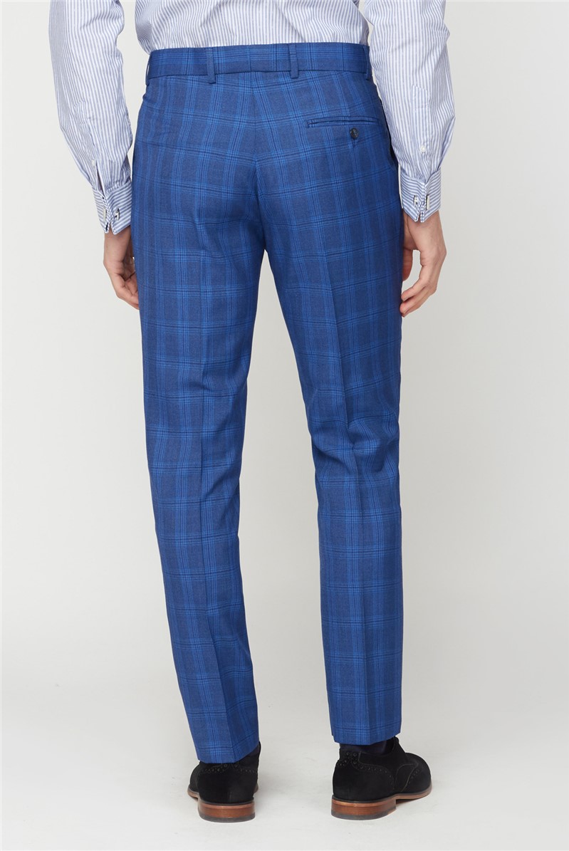 Stvdio Super Slim Fit Blue Checked Trousers