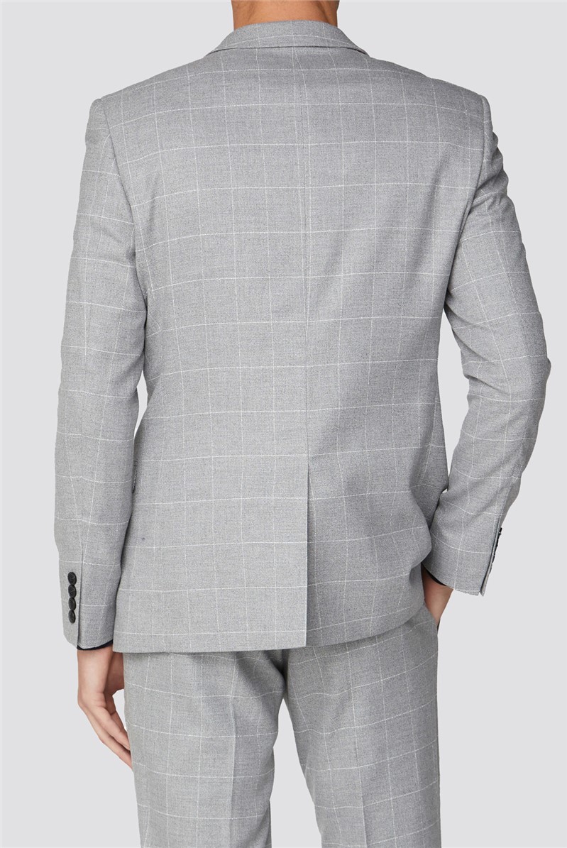 Limehaus | Men's Grey Windowpane Check Slim Suit | Suit Direct