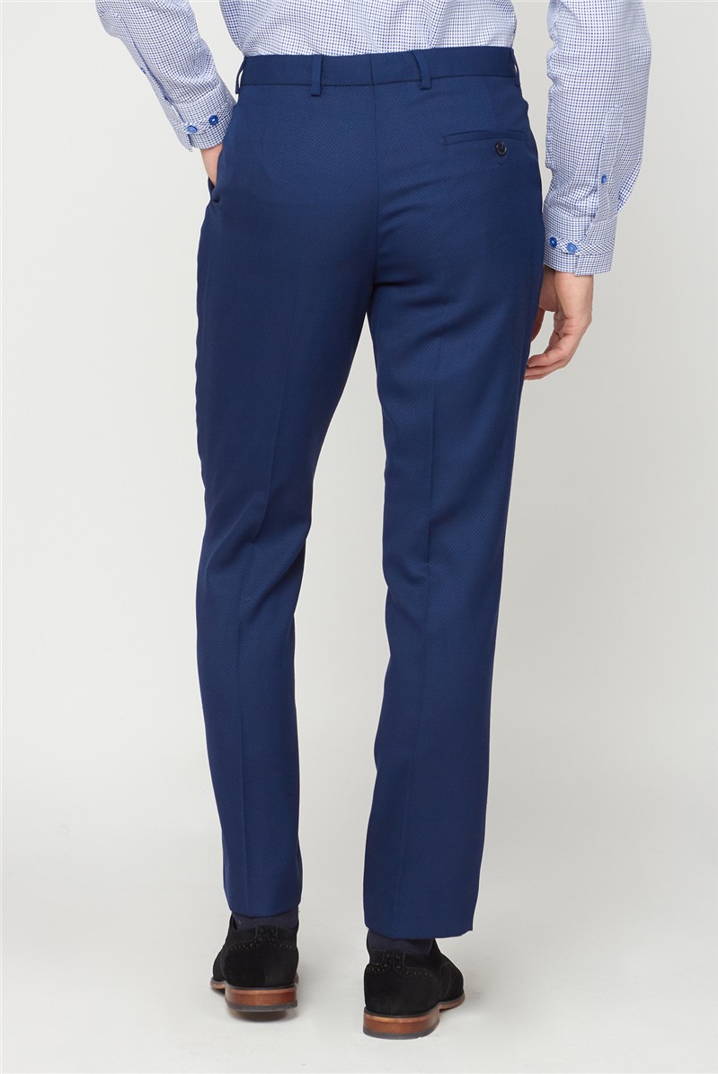 Jeff Banks Blue Textured Regular Fit Suit Trousers