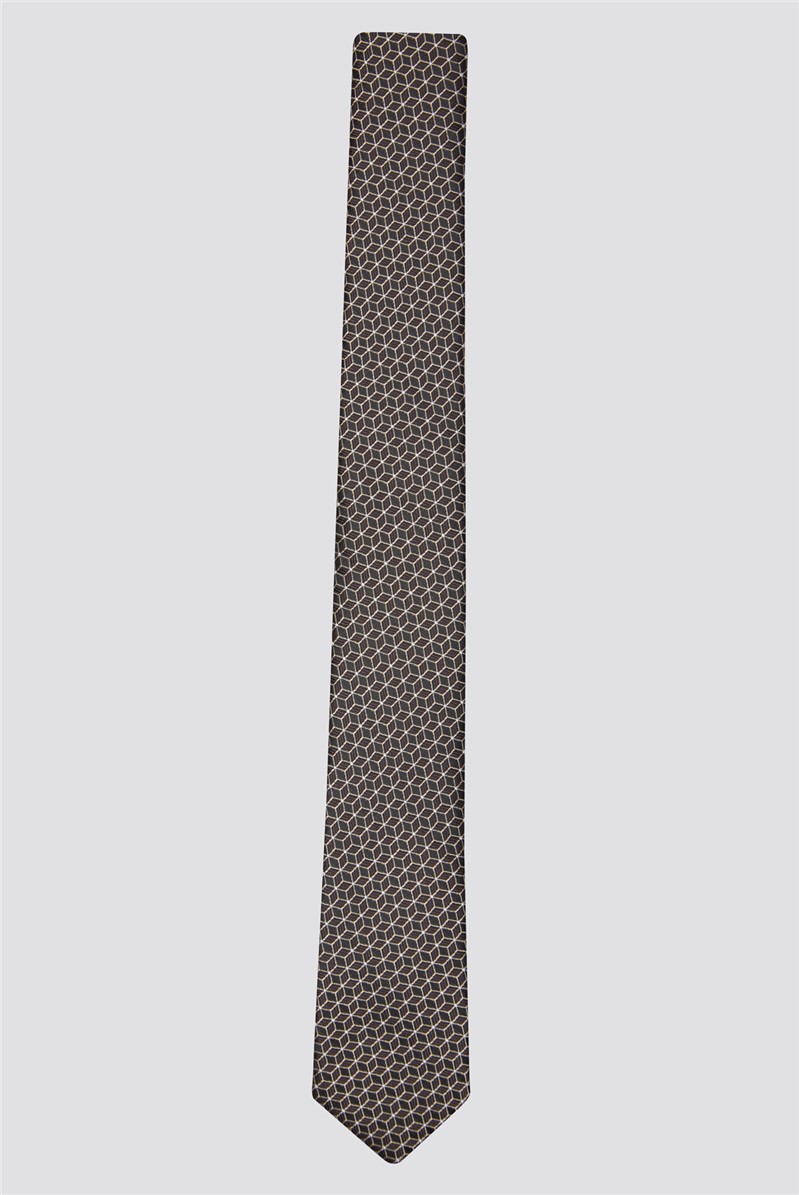 Limehaus | Men's Burnt Orange Geo Tie | Suit Direct