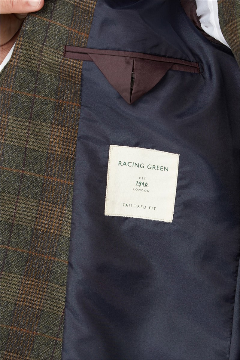  Tailored Fit Green Heritage Check Suit Jacket