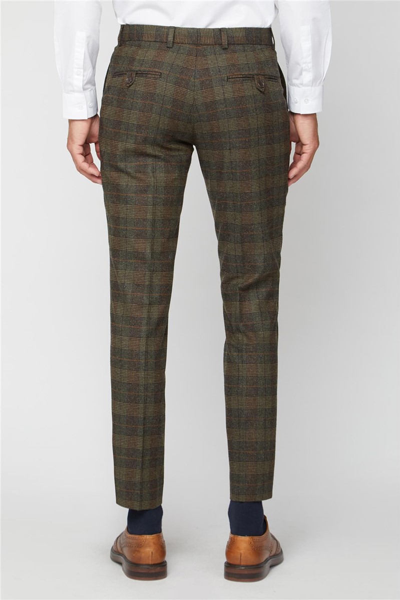 Racing Green | Green Tweed Check Tailored Trousers | Suit Direct