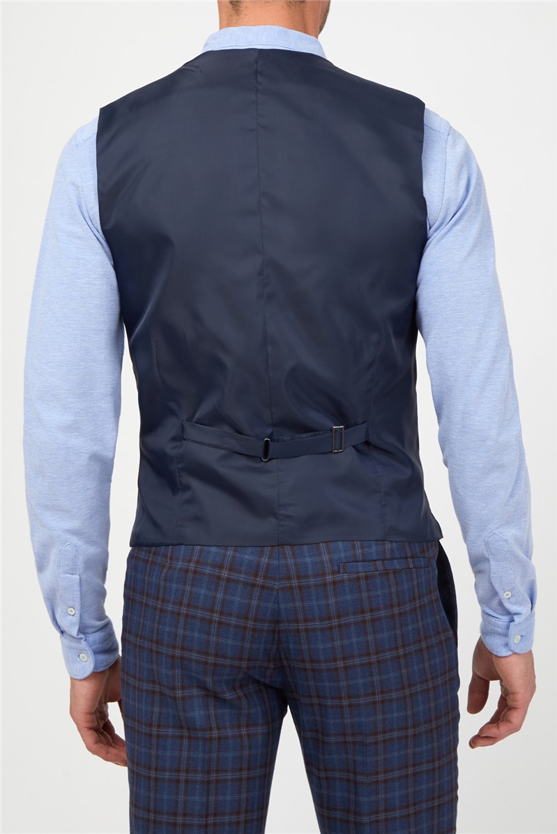  Blue & Warm Check Waistcoat