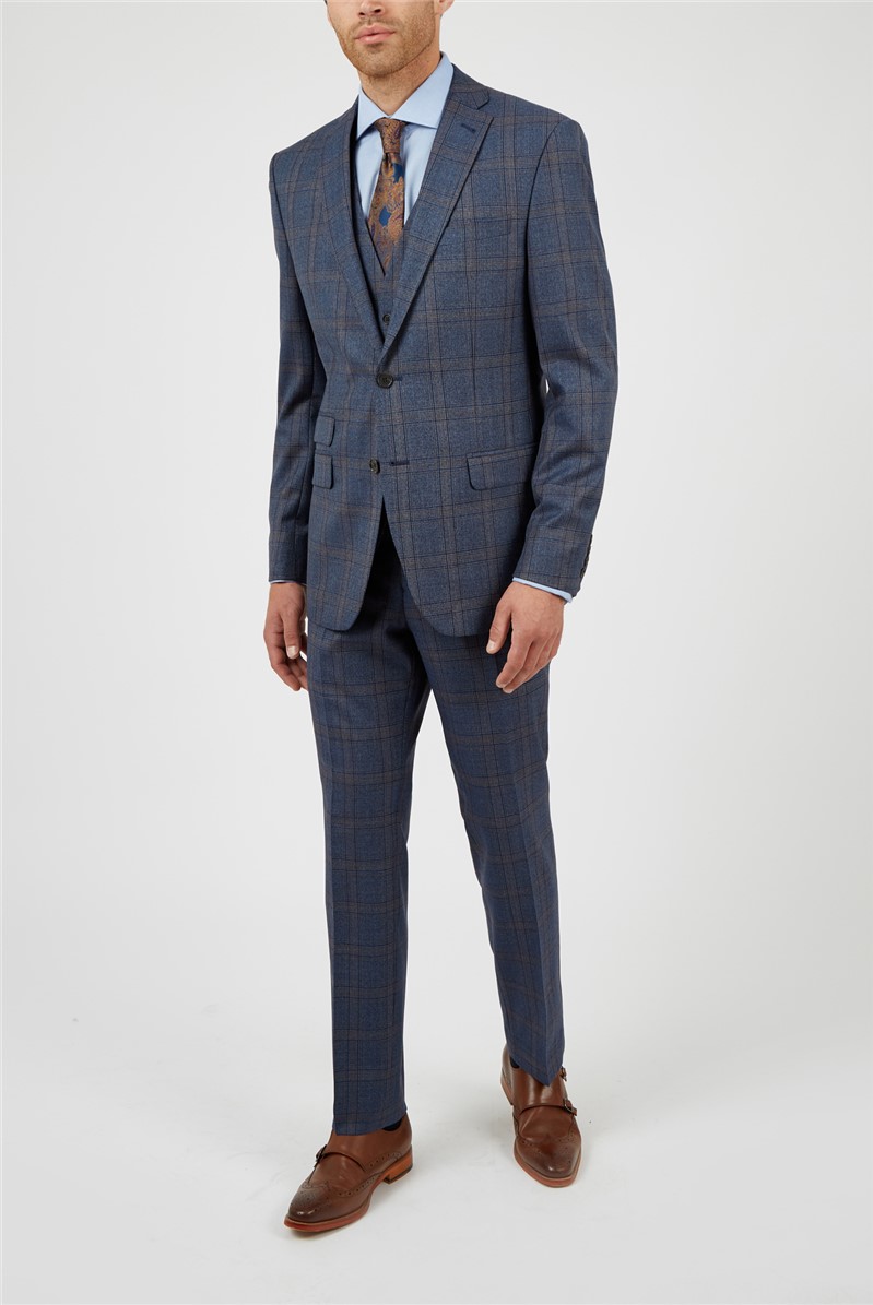 Racing Green Men's Rust Check Suit Jacket Suit Direct