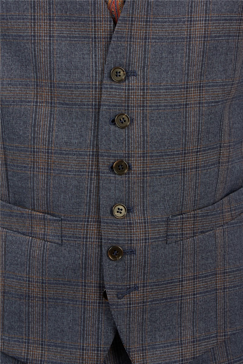 Racing Green Men's Rust Check Waistcoat Suit Direct