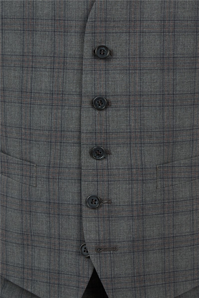  Regular Fit Grey Rust Check Suit