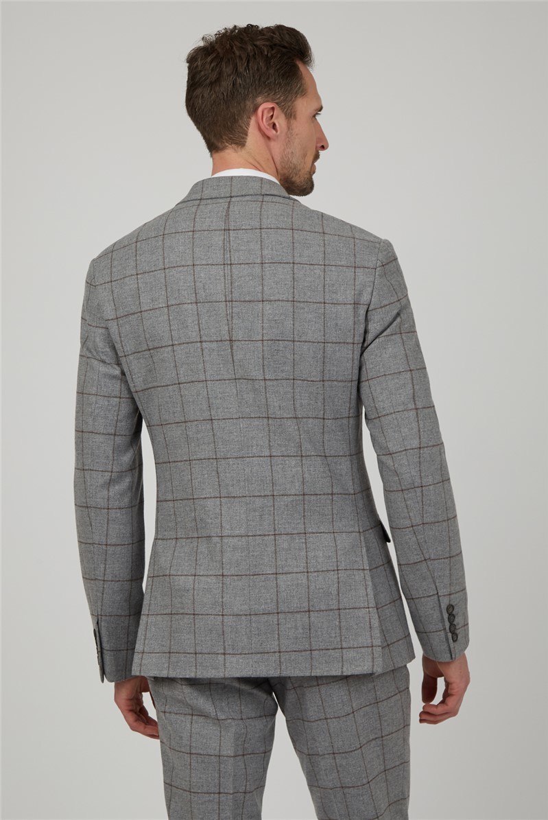  Grey Rust Windowpane Donegal Tailored Fit Jacket