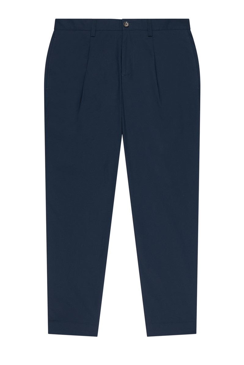   Poplin Relaxed Taper Pleat Trousers