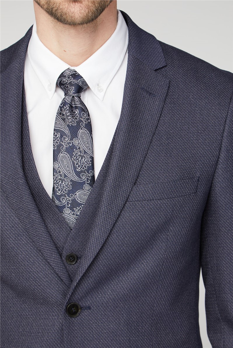  Navy Texture Regular Fit Suit Jacket