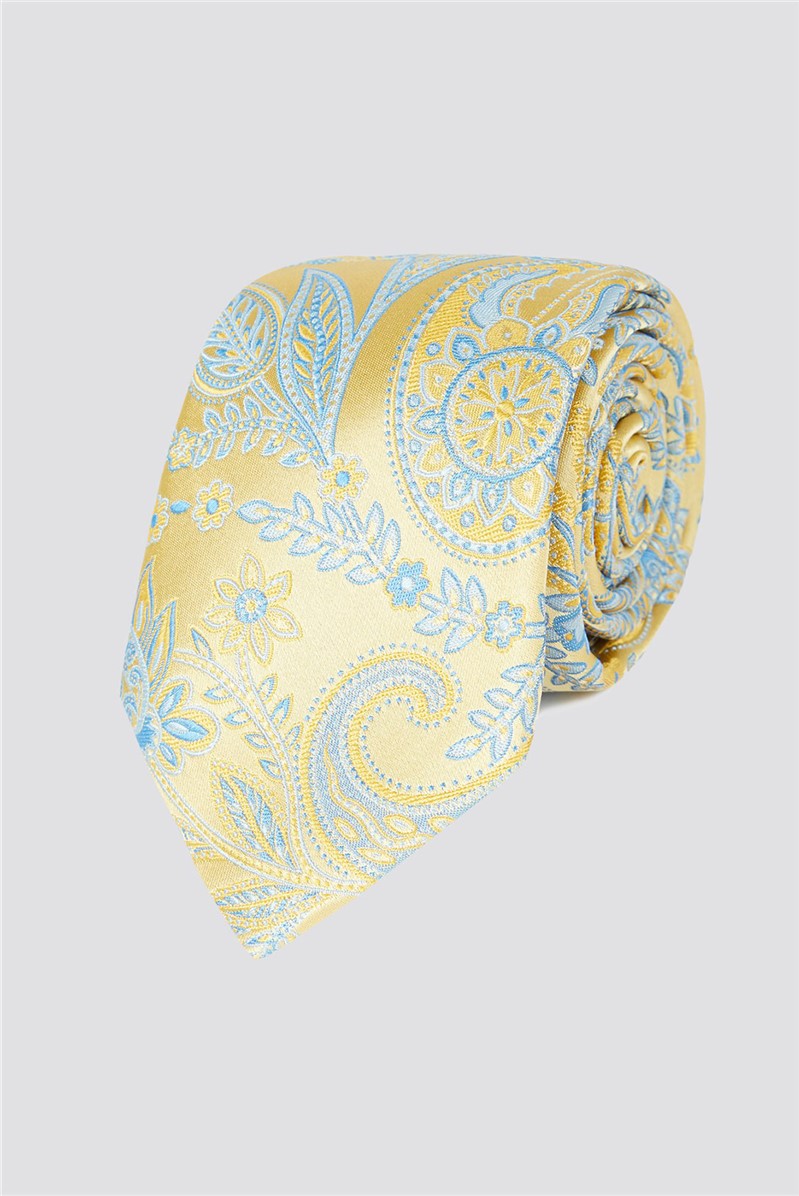 Jeff Banks Stvdio Men's Gold Paisley Tie Suit Direct